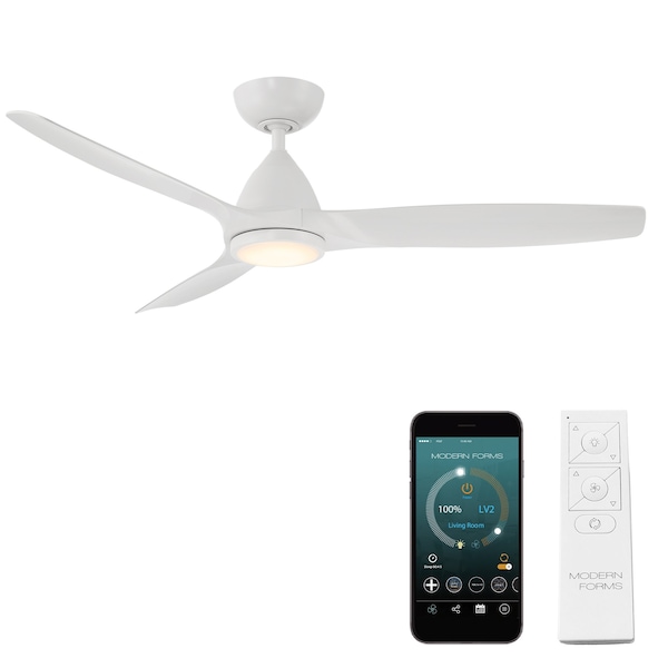 Modern Forms Fans Skylark Indoor or Outdoor Smart Ceiling Fan 2700-3000-4000-5000K LED in Matte White FR-W2202-54L-MW - main